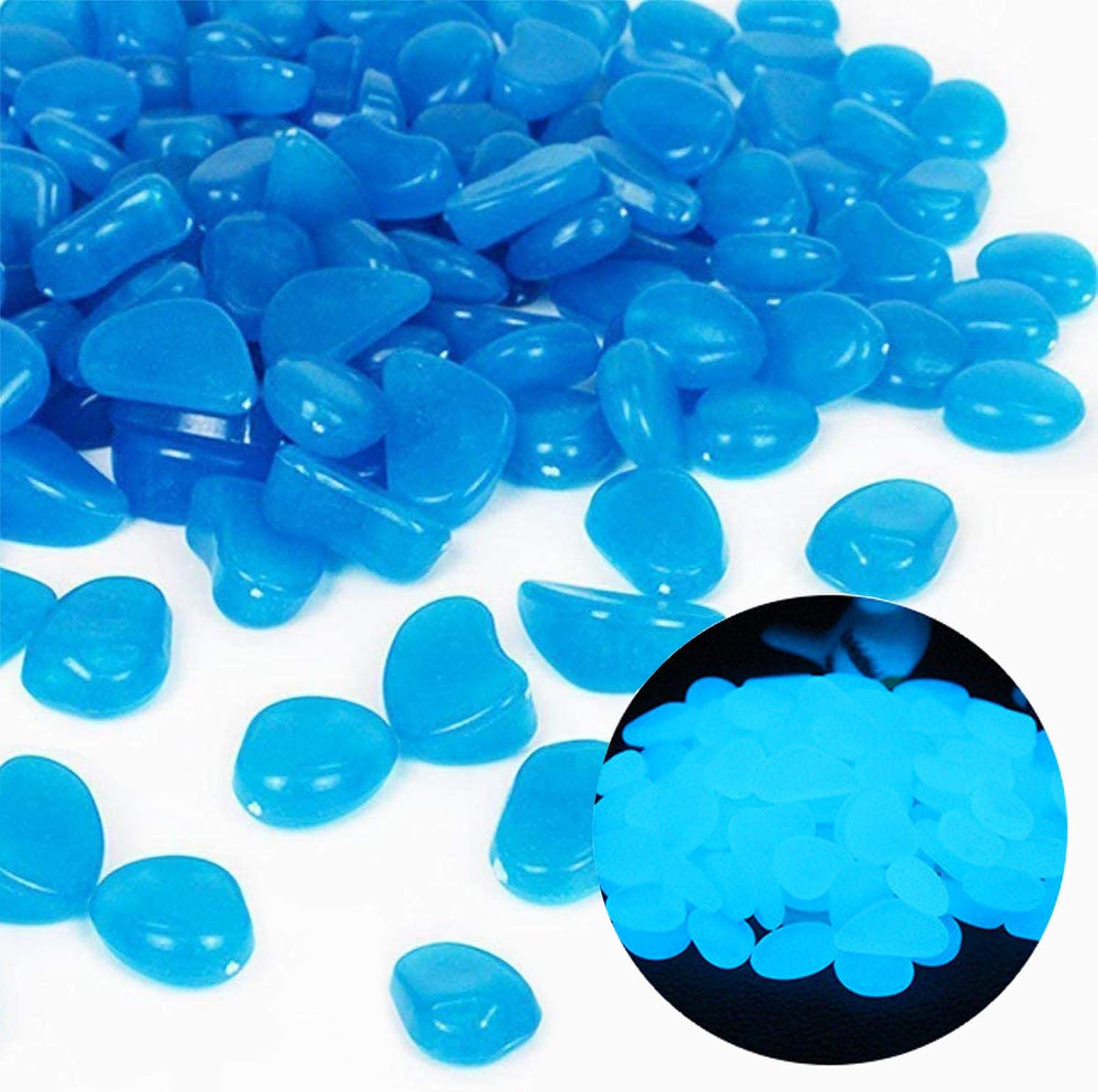 Planted Aquarium Supplies - Fish Tank Rocks Glow Blue Pebbles