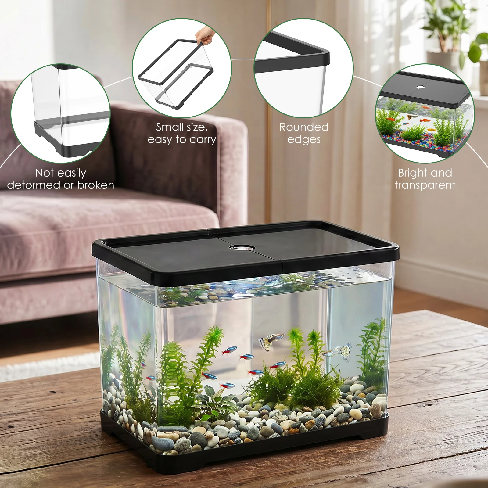 Transparent Fish Tank Aquarium - Planted Aquarium Bowl ulasan dan harga